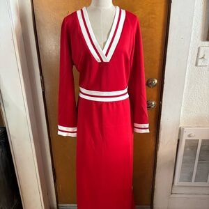 Red long sleeves maxi dress.   Size 10